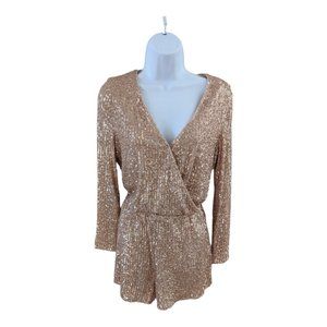 Anthropologie Raga Sequined Romper in Rose Gold Size Small NWT